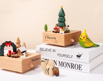 Personalized music box, Wooden music box, Engraved name music box, Baby shower gift, Baby birthday gift, music box
