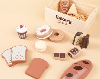 Personalized  Wooden Play Kitchen Toy Set,Fruit Vegetable Bakery Meat Fish Toys,Wooden  Nursery Decorations, Toddler Educational Toys