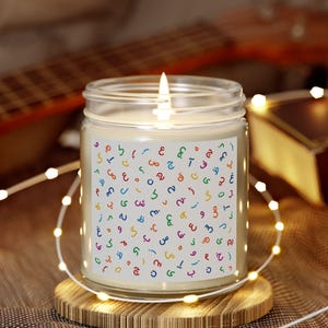 Farsi Alphabet Scented Candle / شمع معطر الفبا فارسی رنگارنگ / Persian Student Coconut Apricot Wax Candle / Iranian Birthday Gifts / SCC037