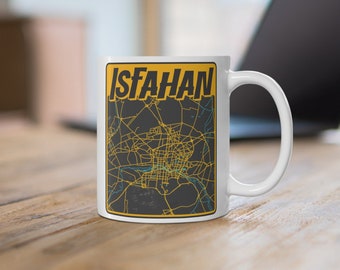 Isfahan Map Coffee Mugs / لیوان نقشه اصفهان ایران / Persian Mom Dad Brother Sister Aunt Uncle Gifts / ماگ قهوه و چای / Norouz Gifts / M004