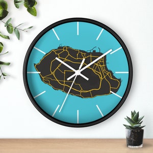 Kish Map-wandklok / ساعت دیواری نقشه جزیره کیش / Perzisch nieuw interieur / Housewarmingcadeaus voor Iraanse vriend / Nowruz-cadeaus / RWC002
