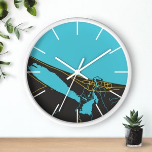 Anzali Stille wandklok / ساعت دیواری نقشه بندر انزلی ایران / Iran kaart woondecoratie / Perzische housewarming cadeaus / Iraans vrouw cadeau / RWC013