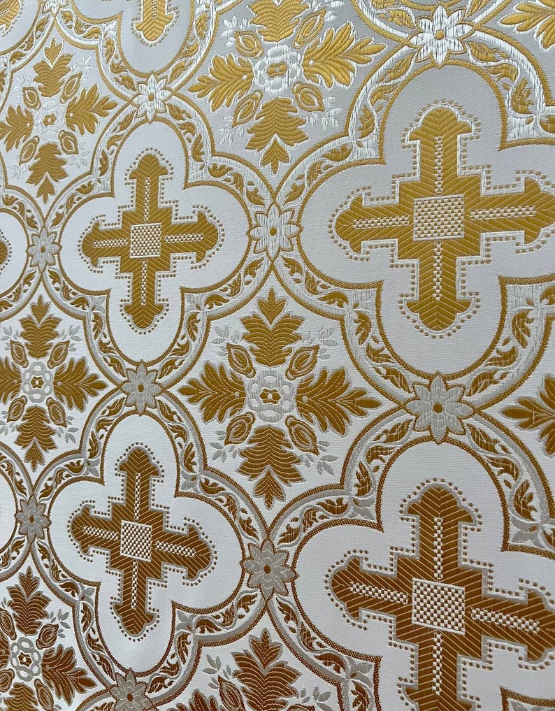 Church Fabric in White and Gold, Nonmetallic Brocade, Liturgical ...