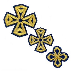 Orthodox Embroidered Cross, Liturgical Vestment Patch, Church Embroidery Applique, Orthodox Cross Liturgical Patch