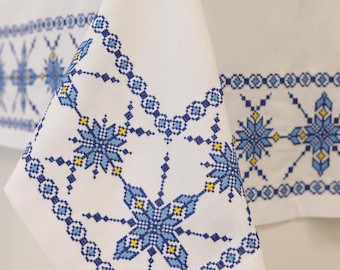 Rustic Square Tablecloth, Ukrainian Embroidered Tablecloth, Ukrainian Tablecloth Christmas, Traditional Table Linens, Custom size available