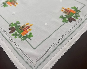 Hand Embroidered Easter Napkin, Cross stich Embroidery, Napkin to the Basket, Easter Table Gift, Ukrainian Napkin for Easter