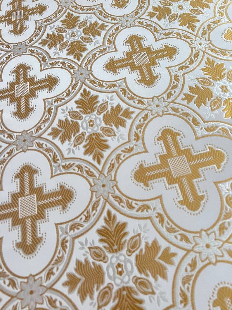Church Fabric in White and Gold, Nonmetallic Brocade, Liturgical ...