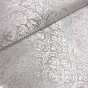 Church brocade, Many designs, Silver embroidery on white fabric, Nonmetallic brocade, Liturgical brocade, Fabric for vestments by Yard/Meter