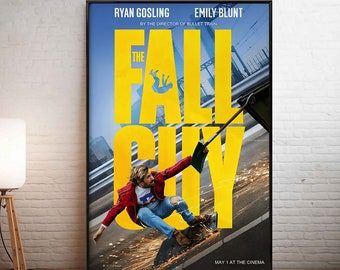The Fall Guy Movie Poster Canvas Wall Art for Bedroom Aesthetic Art Wall Decor Ryan Gosling Classic Vintage Movie Posters for Gift