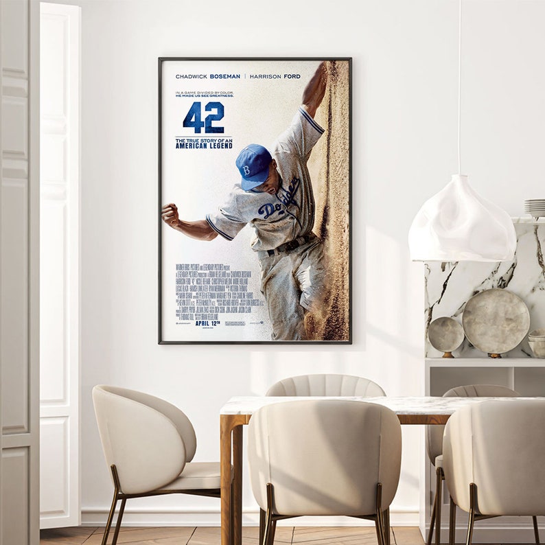 42 JACKIE ROBINSON Story Movie Poster Canvas Wall Art for Bedroom ...