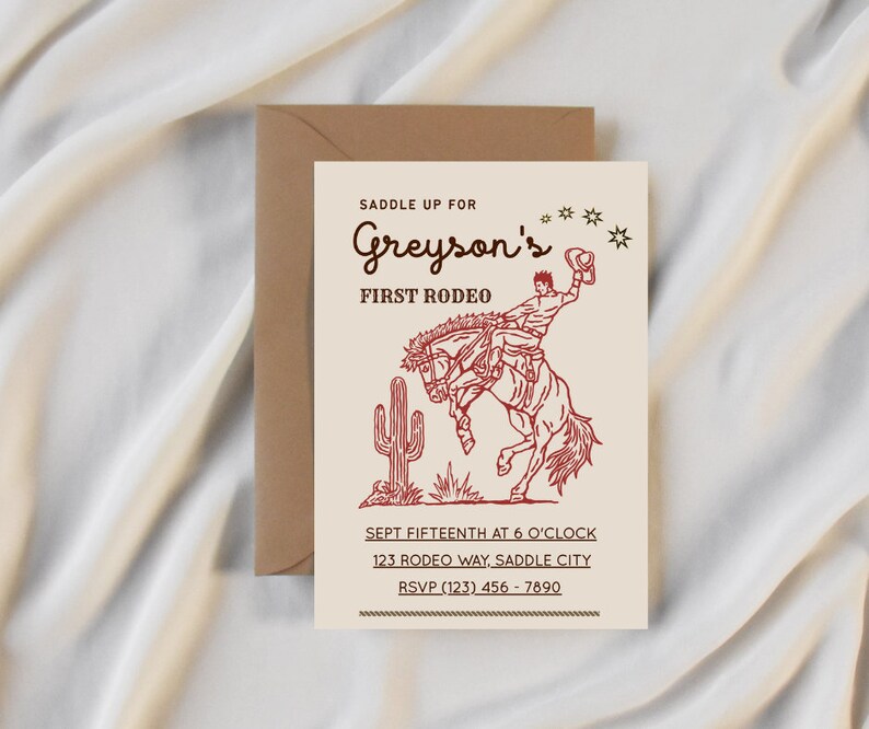 First Rodeo Editable Invitation Template First Rodeo Birthday Party ...
