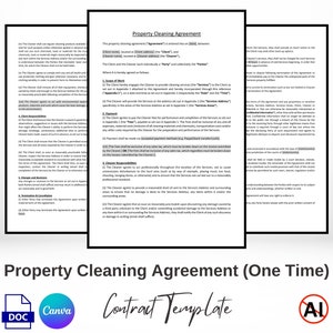 Editable Property Cleaning (One Time) Agreement Contract Template