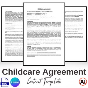 Daycare Contract, Daycare Form, Childcare Form, Daycare Agreement, Daycare Liability, Editable, Digital, Printable