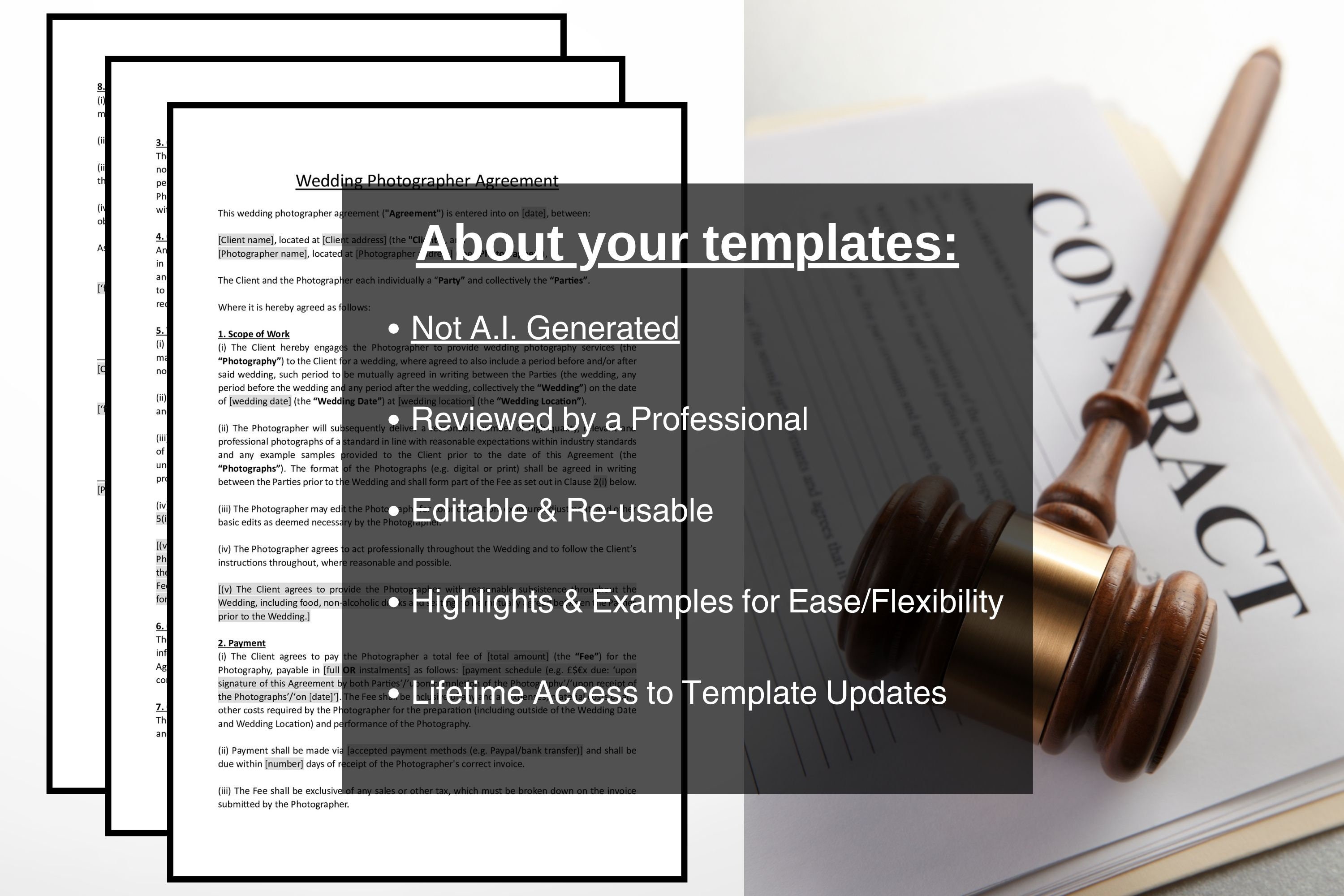 Editable Wedding Photographer Contract Template Etsy