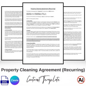 Editable Property Cleaning (Recurring) Agreement Contract Template