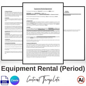 Editable Equipment Rental (Period) Contract Template