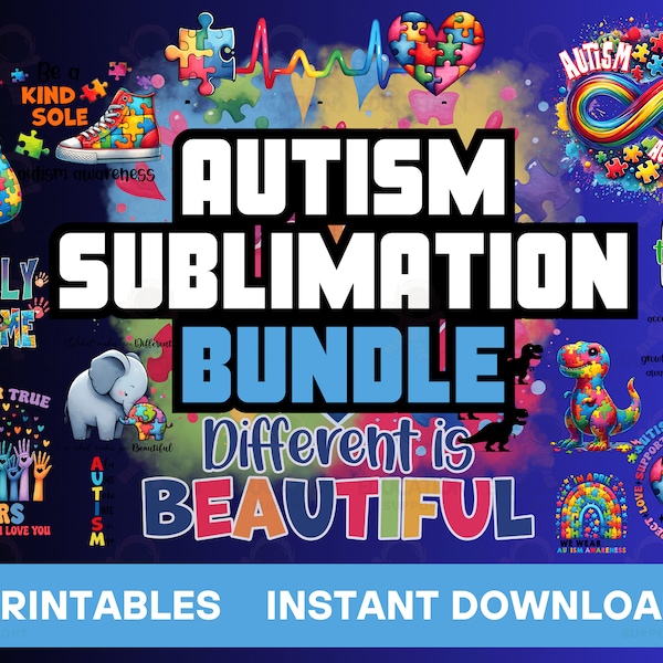 Autism Sublimation Bundle PNG, Spectrum Clipart, Autism Awareness Products Png, Instant Download, Designs for T-Shirts