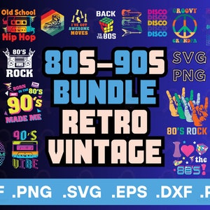 Terug naar de jaren 80, pakketdeals, bundel jaren 80, jaren 90 retro vintage muziek clipart, bulkdeal svg, groothandelitem png, ontwerpen voor T-shirts