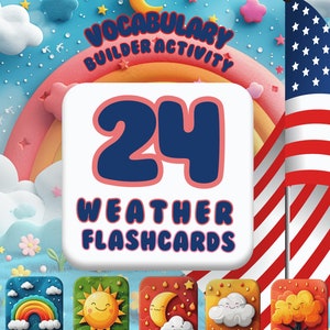 Cartes météo éducatives - Fiches de vocabulaire imprimables pour enfants - Aide à l'étude pour l'école à la maison et le préscolaire