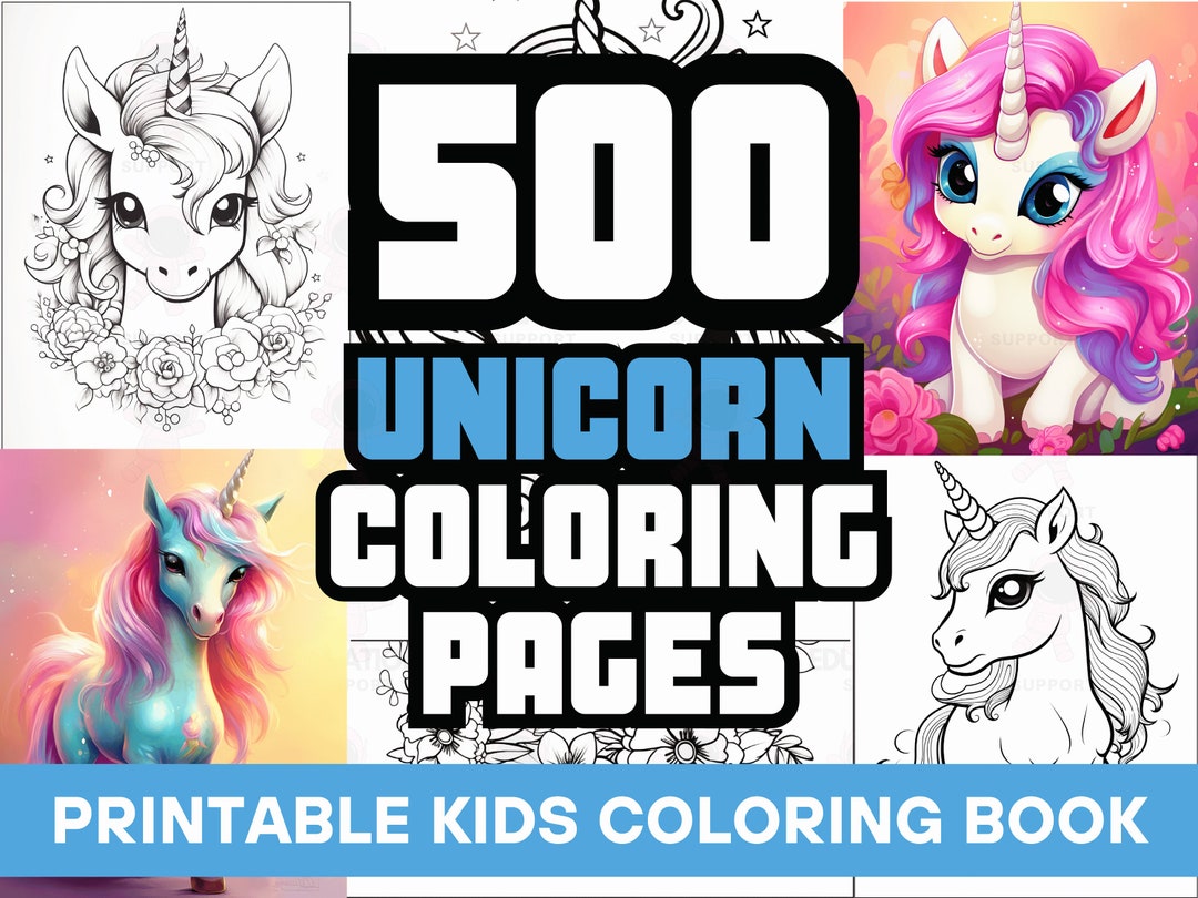 Unicorn Coloring Sheets - 500 Printable Cute Designs PNG for Creative Kids, Unicorn Clip Art ...