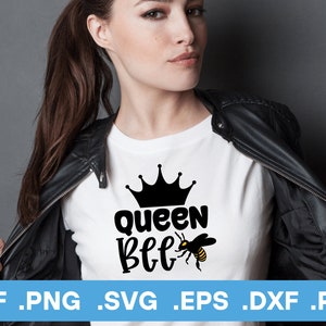 Queen Bee PNG, Save the Bees Shirt Design, Honey Bee Silhouette for Digital Craft Projects