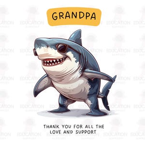 Tubarão de desenho animado para o vovô PNG e SVG: Fête Des Grands Pères, Design engraçado para o dia dos pais, Presente para download instantâneo para o dia dos avós