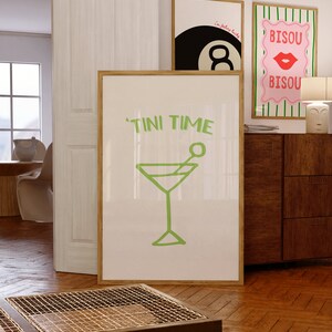 Martini Imprimir Bar Arte Verde Cóctel Minimalista Cartel Bar Carro Decoración Pared Arte Bar Imprimible Arte Bebidas Retro Pared Decoración Descarga Digital