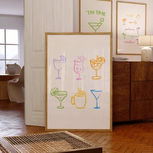 Cartel de cóctel Bar Carro Imprimir Bar Carro Decoración Estética Habitación Decoración Moda Pared Arte Funky Decoración Martini Spritz Digital Descargar Arte Imprimible