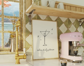 Dirty Martini Print Wall Art Bar Art Print Minimalist Cocktail Poster Bar Cart Wall Art Trendy Printable Art Wall Decor Digital Download