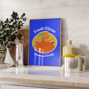 Naranja impresión agricultores mercado cartel de frutas minimalista digital cocina moderna decoración de moda cítricos frescos exprimidos impresión diaria decoración de la pared de la cocina