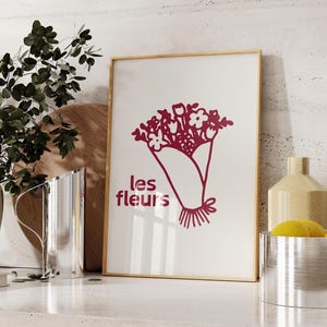 Les Fleurs Print Flower Vase Print Retro Floral Poster Abstract Botanical Flower Print Les Fleurs Flower Market Print Boho Flower Poster