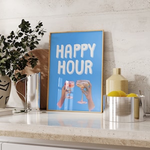 Happy Hour Imprimir Cheers Bar Cart Wall Art Lindo Bebidas Cartel Estética Bar Carro Decoración Dormitorio Decoración Maximalista Arte Imprimible Descarga Digital
