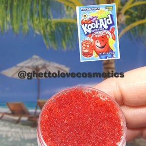 Kool-Aid Tropical Punch Lip Scrub: Exfoliating, Pink Lip Stain