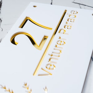 Modern Acrylic House Number Sign: Custom Laser Cut Home Address Plaque