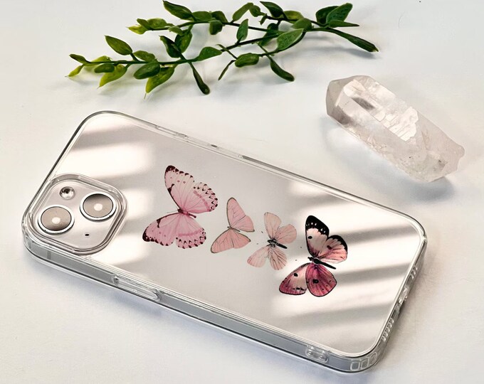 Soft Nectar- Butterfly iPhone Case in Soft Pink, Nature-Inspired - Phone Case For iPhone 15 14 13 12 Mini 11 Pro Max XR 7 8 Plus SE 2022