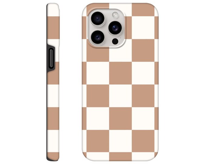 Nude Checkerboard iPhone Tough Case For iPhone 15 Pro 14 13 12 Mini X XR 7 8 SE 2022 Galaxy S24 Tough Case