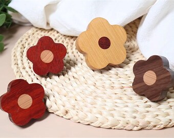 Creative solid wood clothes hooks, wall clothes hangers, coat hooks, punch-free decorative hooks, cabinet door handles