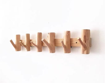 Creative solid wood hooks, key wall hanging hangers on the entrance wall, branch coat hooks