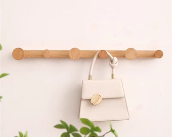 Beech wall hooks, wall hanging, wall hanging clothes rack, entrance wooden creative hanging, hanging clothes hook, no need to punch holes