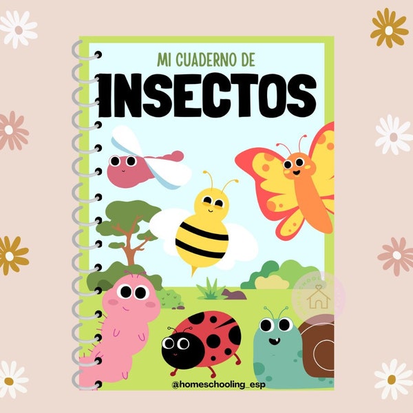 Cuaderno de insectos imprimible, mi cuaderno infantil, registro de animales, primavera, naturaleza, educación infantil