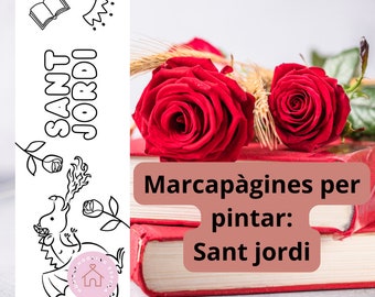 Marcapàgines de Sant Jordi Imprimible / punto de libro imprimible para pintar / blanco y negro /colorear