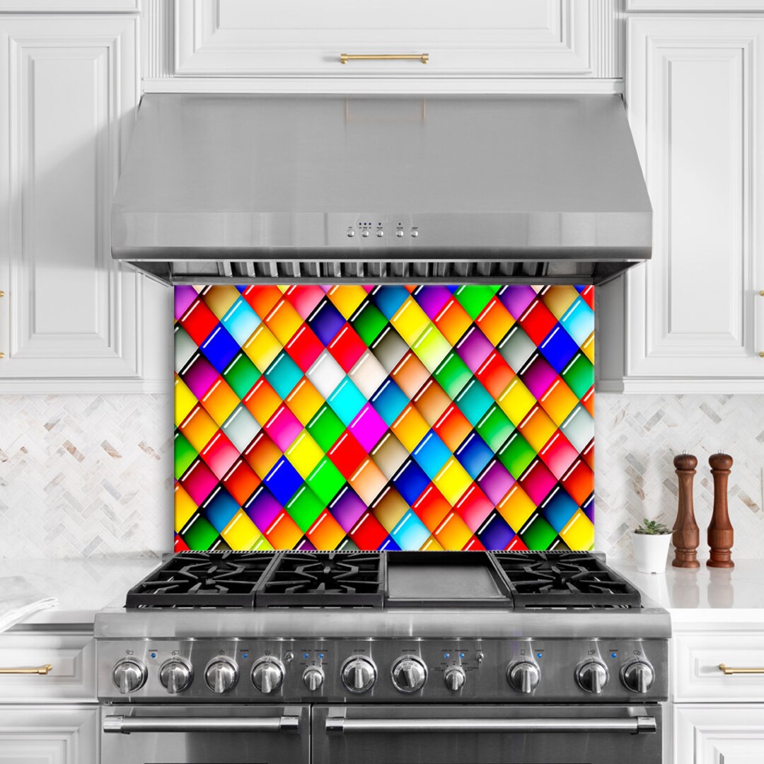 Kitchen Backsplash Tile, Stove Backsplash Panel for Kitchen, Glass