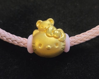 24K Gold 999 Gold Kitty Charm Bracelet