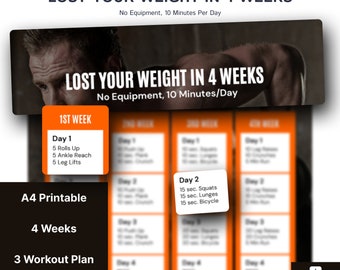 2024 Lose Your Weight in 4 weeks, Weekly Diet Planner, Weight loss, Workout Plan, Diet Workout, Fitness Gym Planner Printable Digital Plan