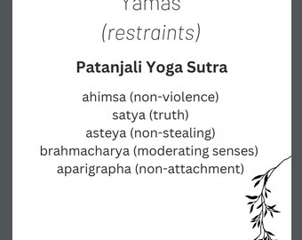 Yamas (Patanjali Yoga Sutra) Printable