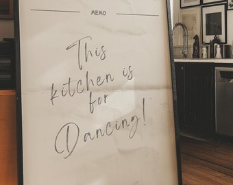 This kitchen is for dancing,Vintage chef art print,Retro kitchen quote poster,Vintage kitchen notes print,Trendy kitchen decor,Kiss the cook