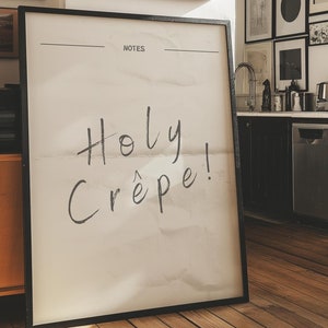 Téléchargement numérique de signes de cuisine en crêpe sacré, affiche de citation de cuisine rétro, impression de notes de cuisine vintage, décoration de cuisine tendance, embrasser le cuisinier, drôle