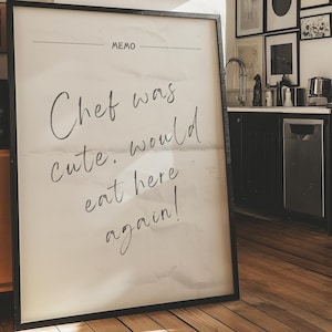 Le chef était mignon et mangerait encore ici, impression d'art de chef vintage, affiche de citation de cuisine rétro, impression de notes de cuisine vintage, décoration de cuisine tendance, mémo