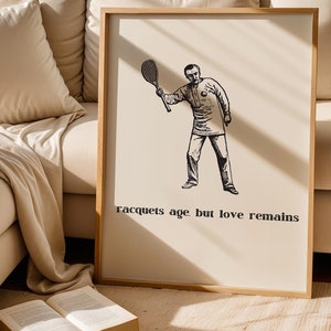 Tennis wall art,Trendy vintage tennis print,Country club wall decor,Humour tennis typography room decor,Tennis racket poster, Retro sports