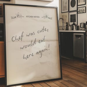 Le chef était mignon et mangerait encore ici, impression d'art de chef vintage, affiche de citation de cuisine rétro, impression de notes de cuisine vintage, décoration de cuisine tendance, mémo